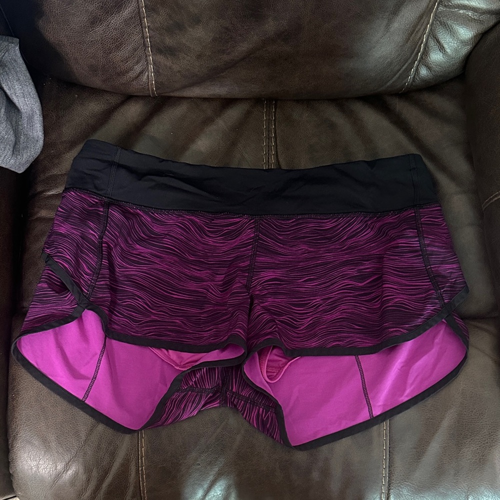 Women's Black and Purple Athletic Shorts